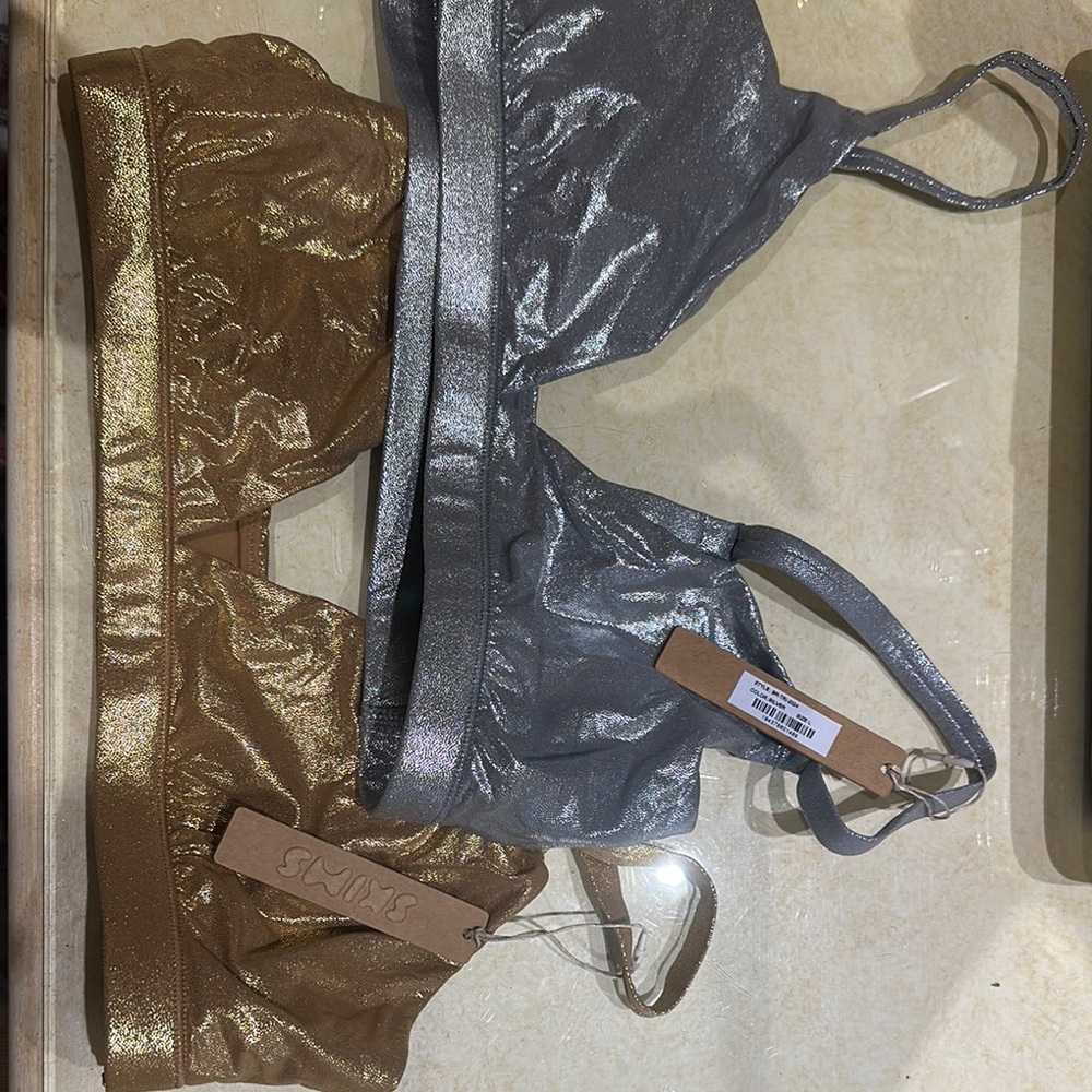 SKIMS sold Out Metallic Triangle Bra Silver L